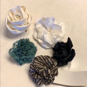 Flower brooches and clips